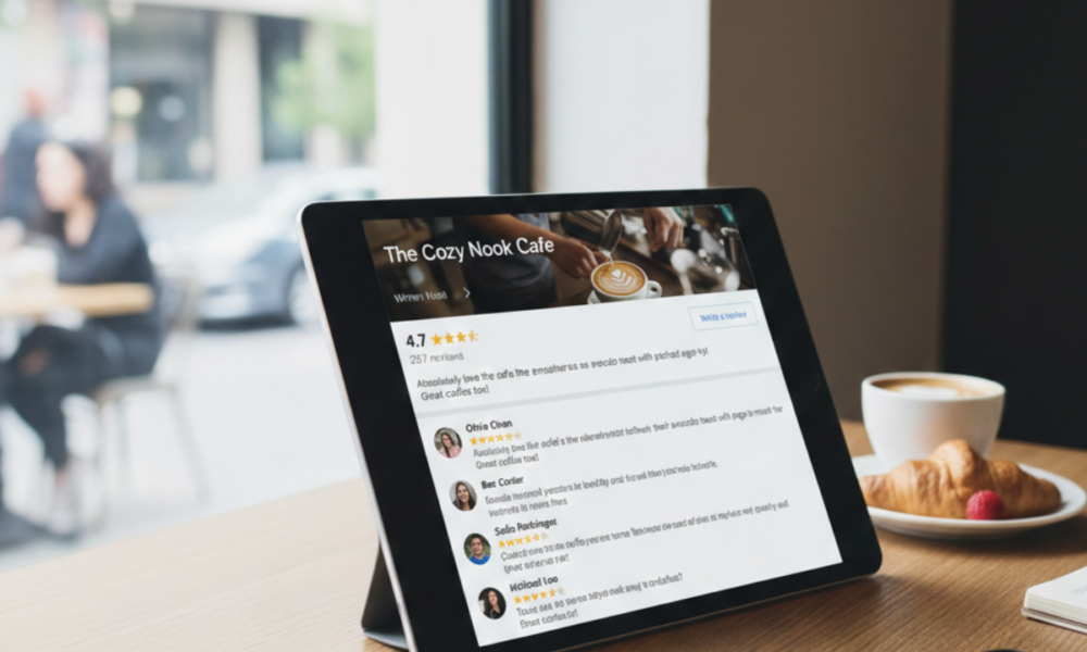 Google reviews page for a marketing agency in Midland Park, NJ showing 4.7 star rating